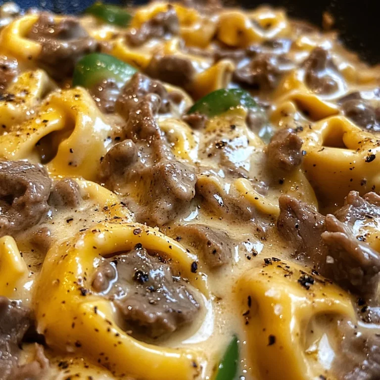 Cheesesteak Tortellini in Creamy Provolone Sauce