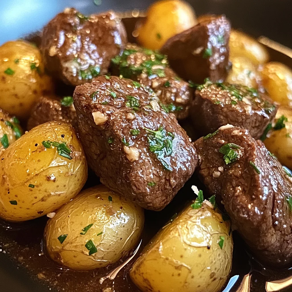 Garlic Butter Beef Bites with Potatoes
