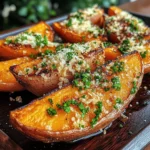 Garlic Parmesan Sweet Potato Wedges