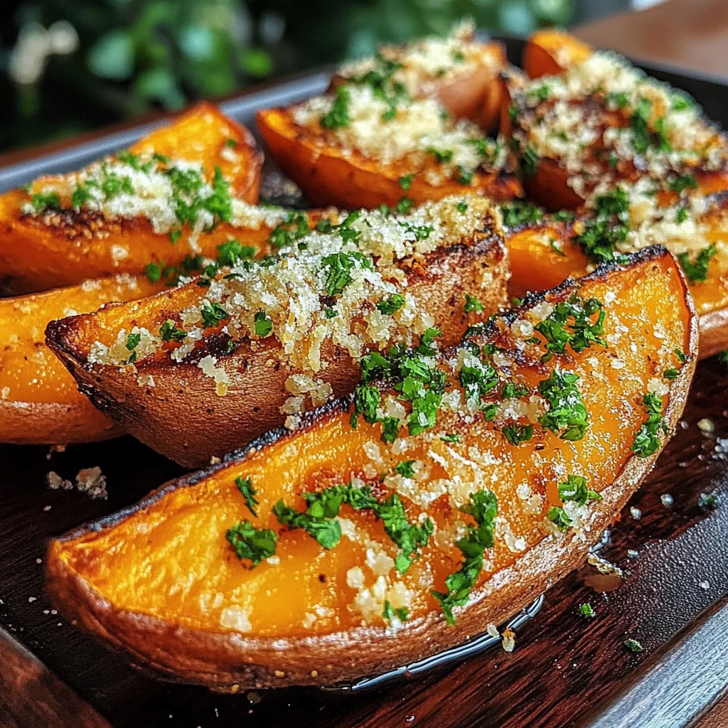 Garlic Parmesan Sweet Potato Wedges