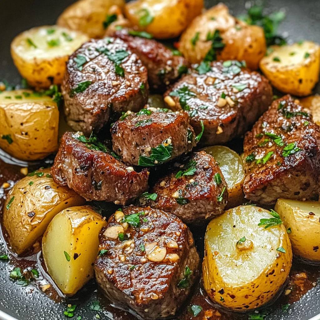 Garlic Steak Bites and Potatoes