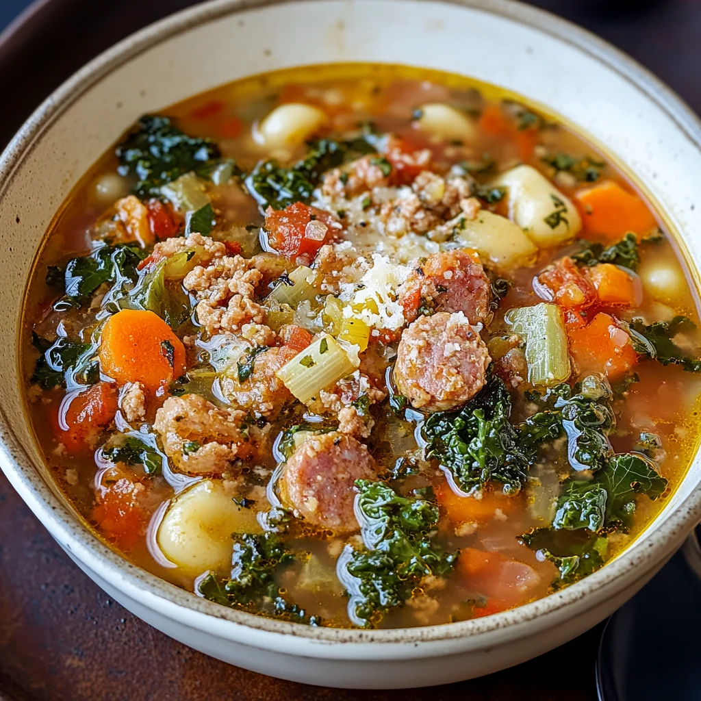 Italian Vegetable Soup with Spicy Sausage