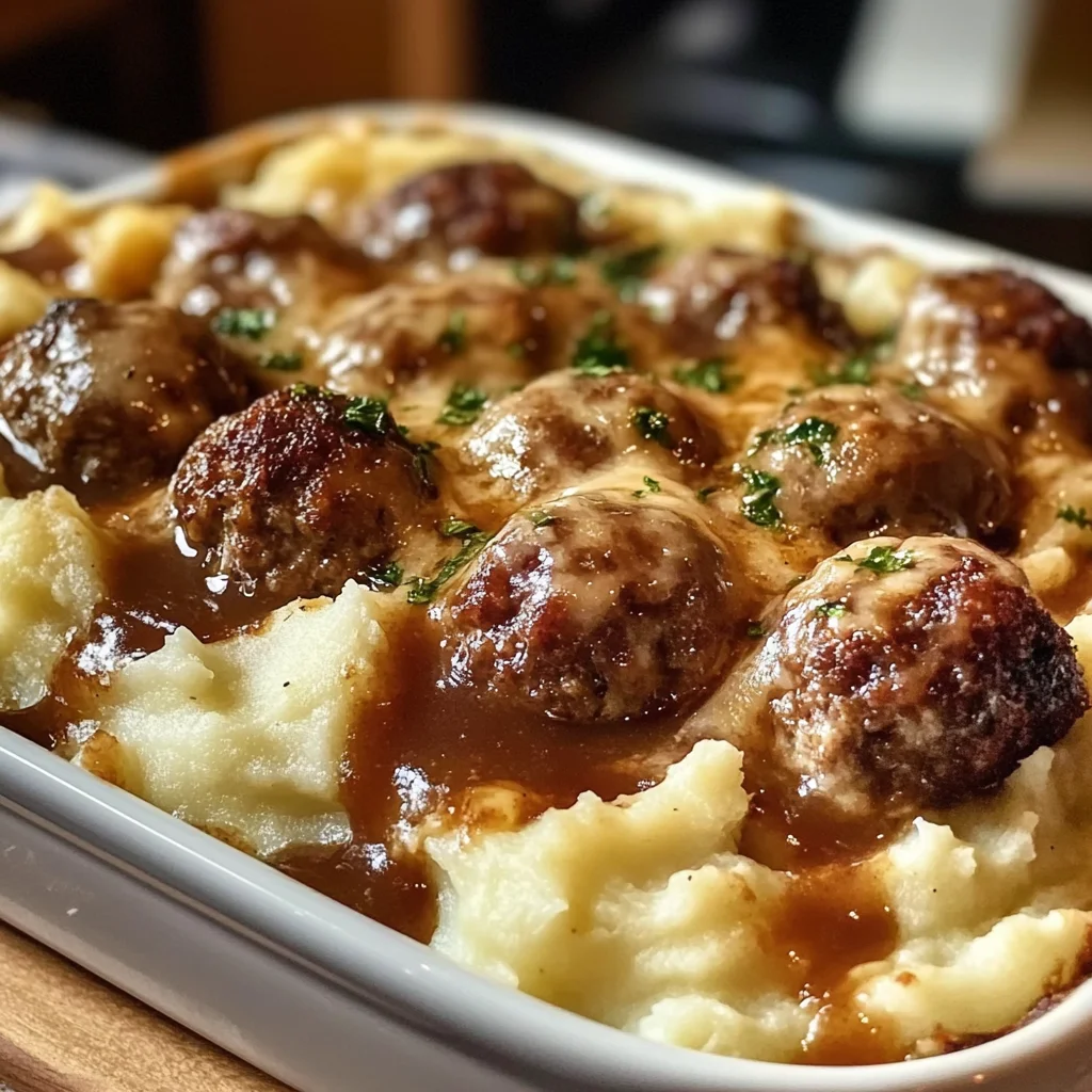 Meatball & Mashed Potato Bake