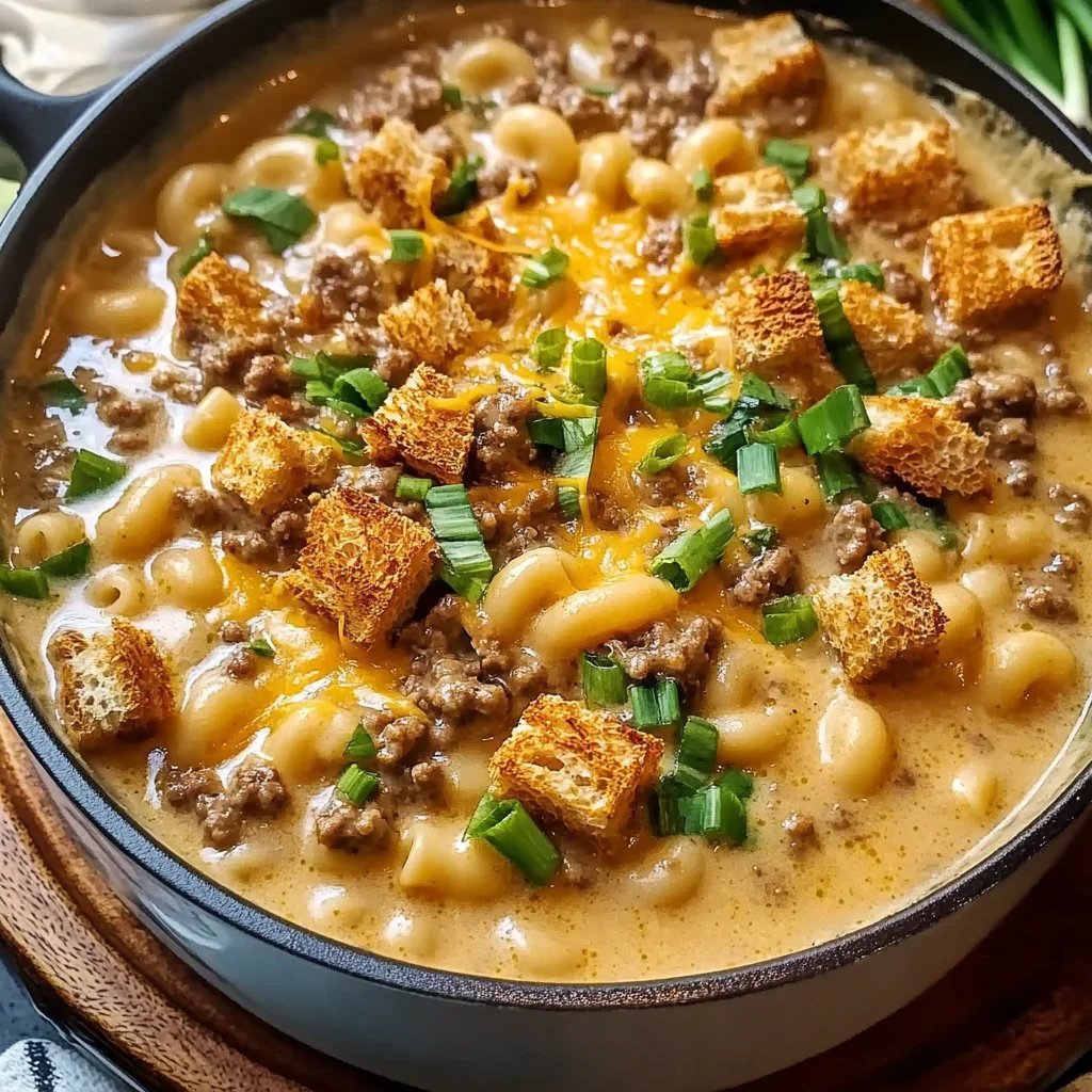 One Pot Macaroni Cheeseburger Soup