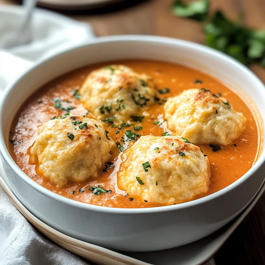 Best Tomato Soup with Cheddar Bay Dumplings