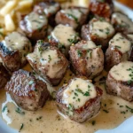 Garlic Butter Steak Bites with a Rich Parmesan Cream Sauce