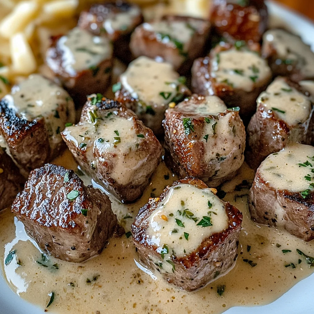 Garlic Butter Steak Bites with a Rich Parmesan Cream Sauce