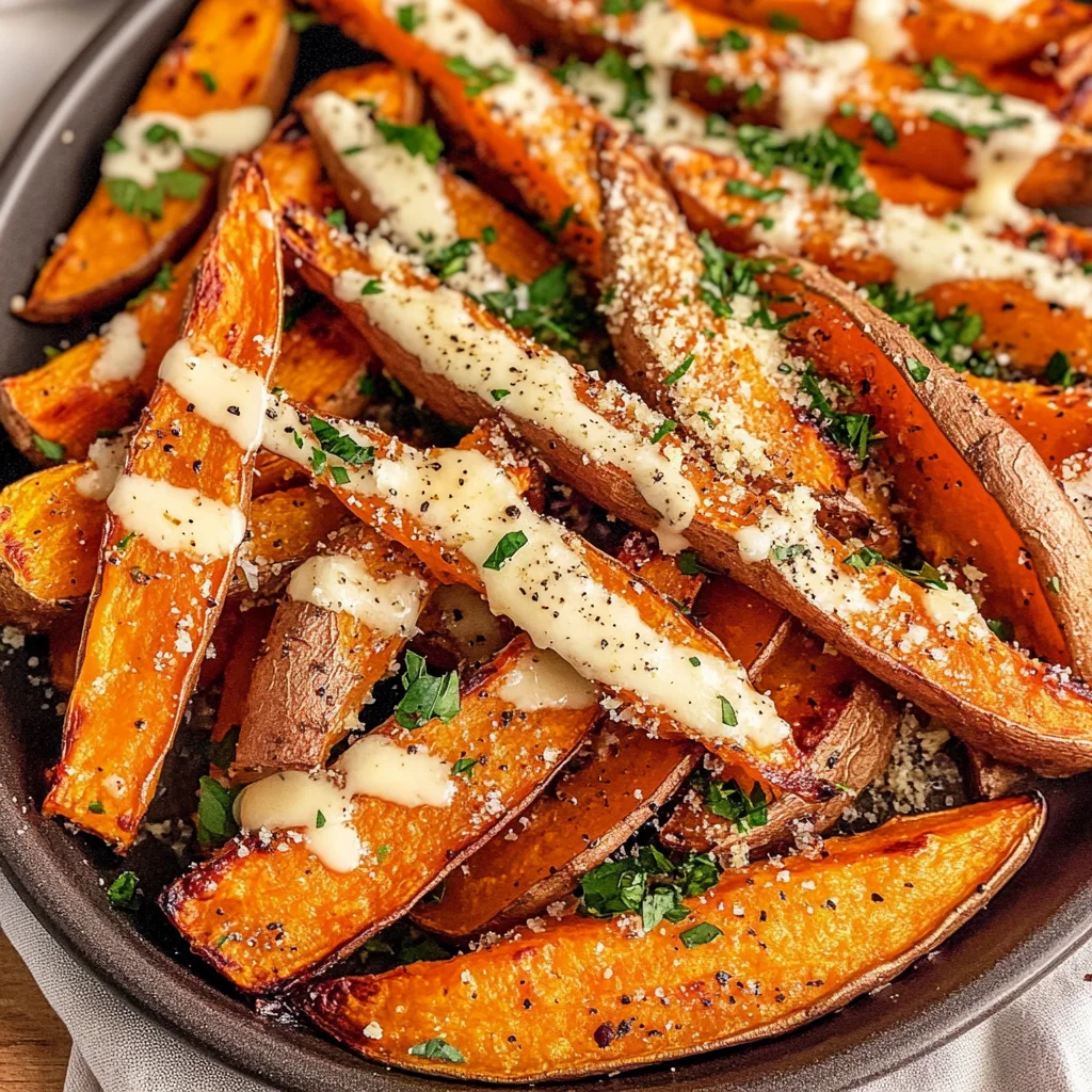 Garlic Parmesan Sweet Potato Wedges