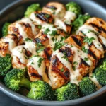 Grilled Chicken & Broccoli Bowls with Creamy Garlic Sauce