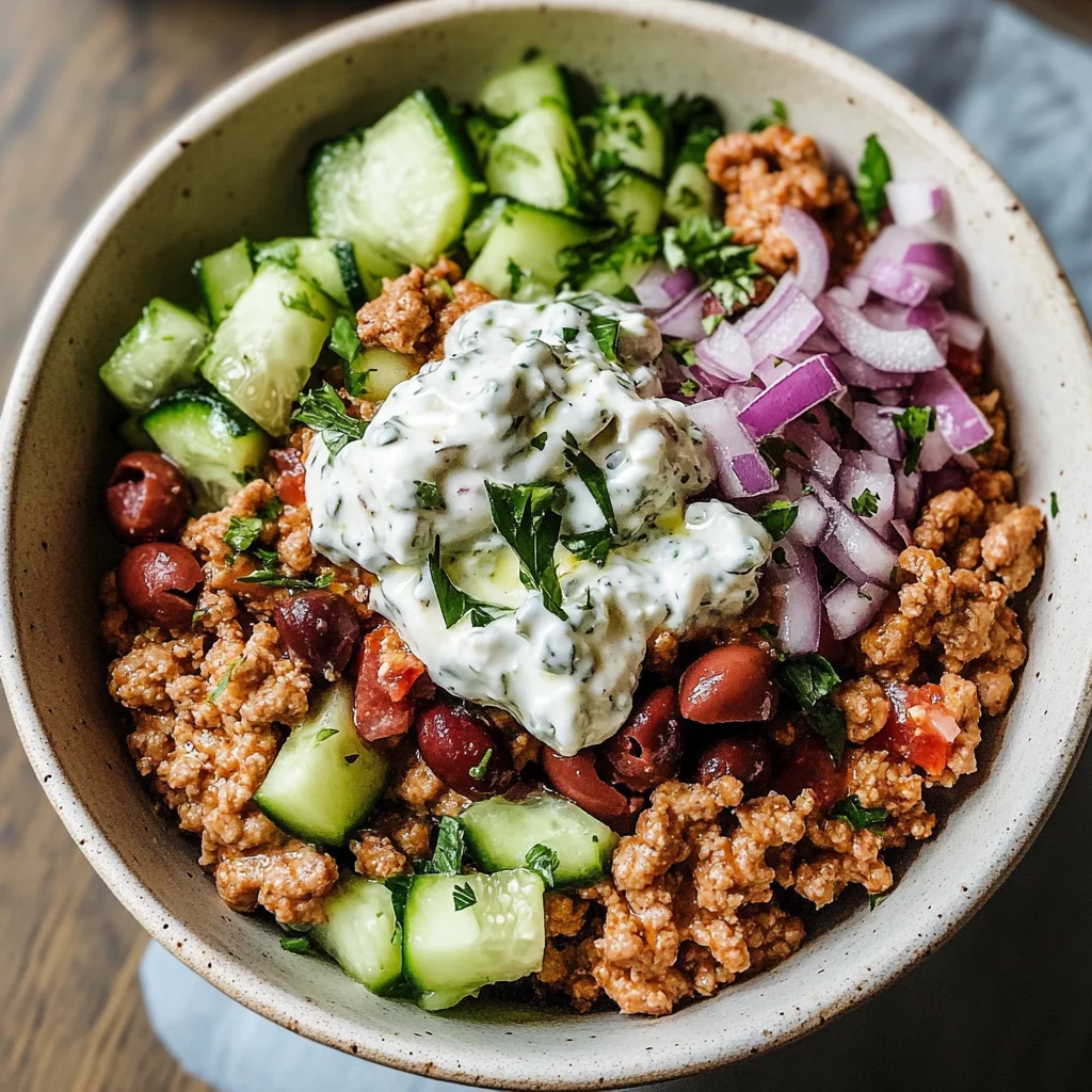 Healthy Greek Ground Chicken Bowls