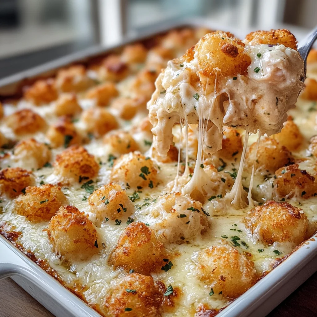 Irresistible Chicken Alfredo Tater Tot Casserole in 35 Minutes