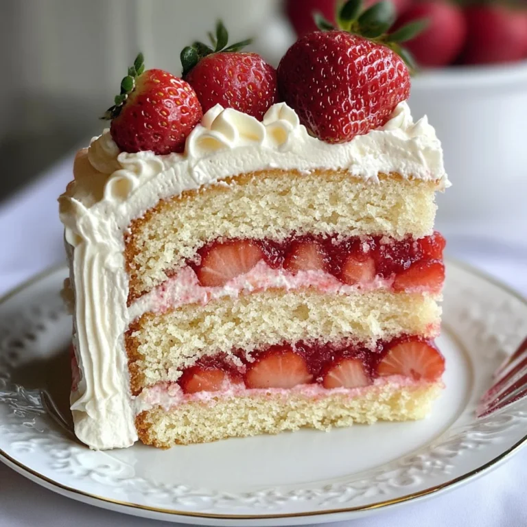 Moist Vanilla Cake with Strawberry Filling