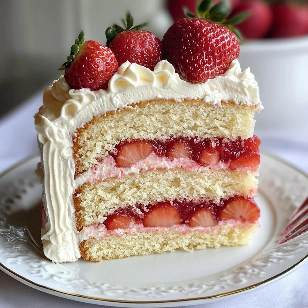 Moist Vanilla Cake with Strawberry Filling