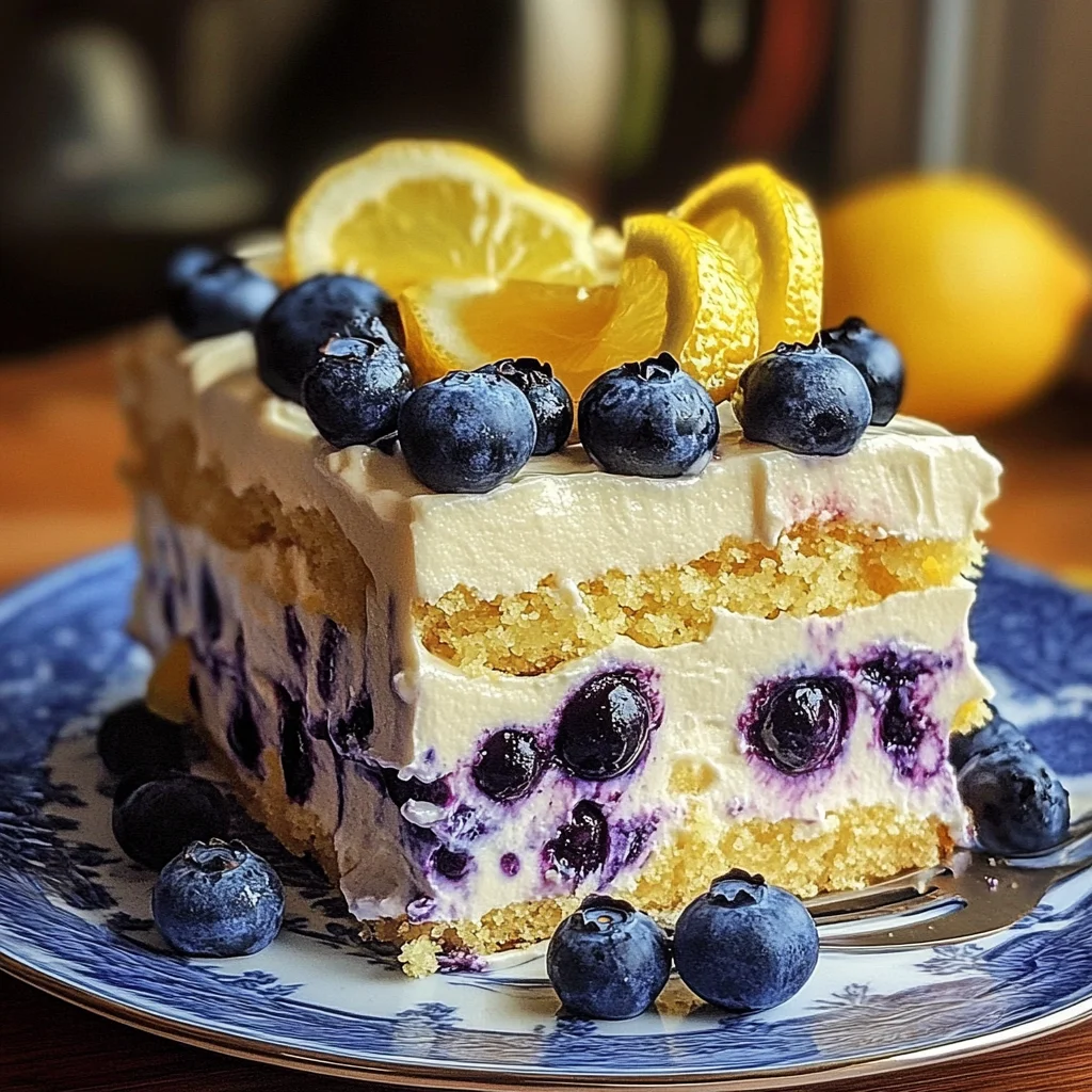No-Bake Lemon dazzling Blueberry cream Cake
