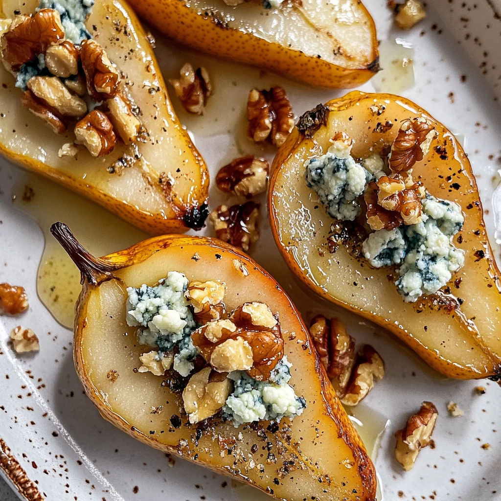 Roasted Pears with Blue Cheese, Walnuts and Honey Recipe