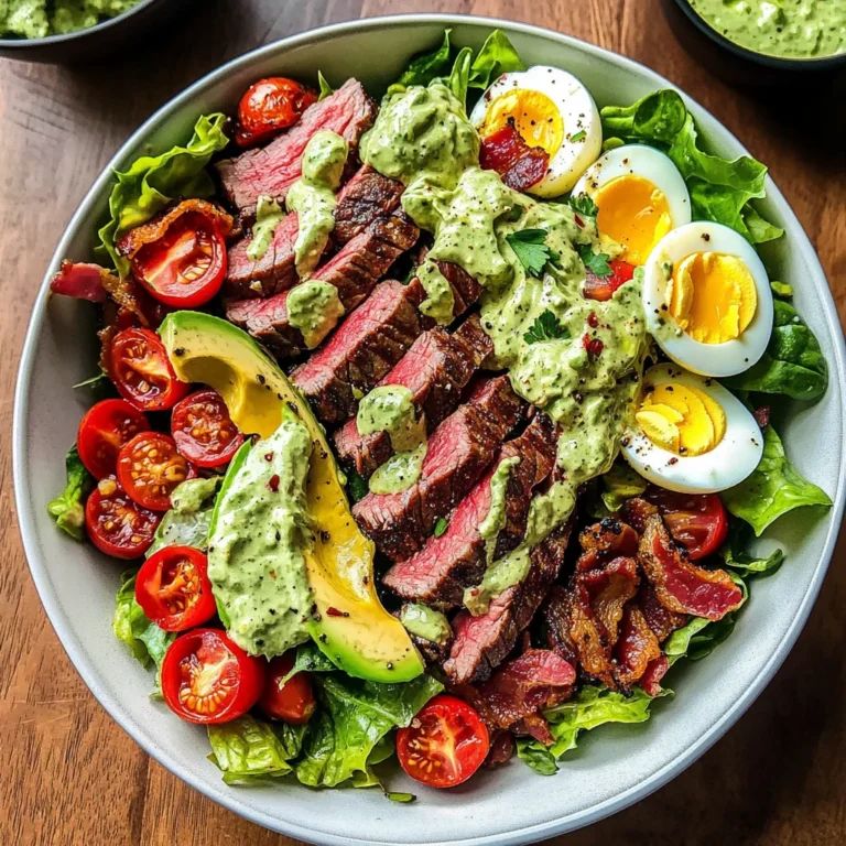 Steak Cobb Salad with Creamy Avocado Dressing {Whole30, Keto}