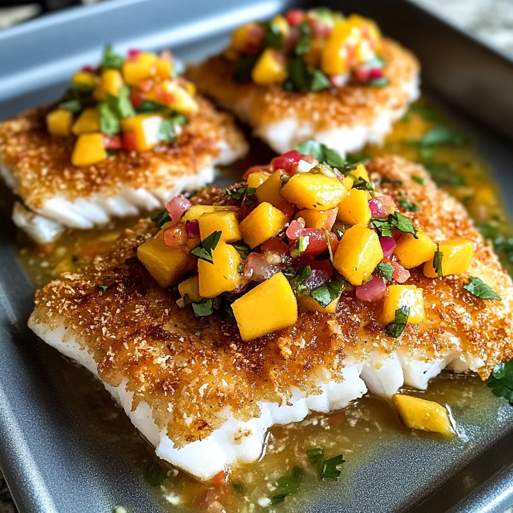 Tropical Coconut Crusted Fish with Mango Salsa