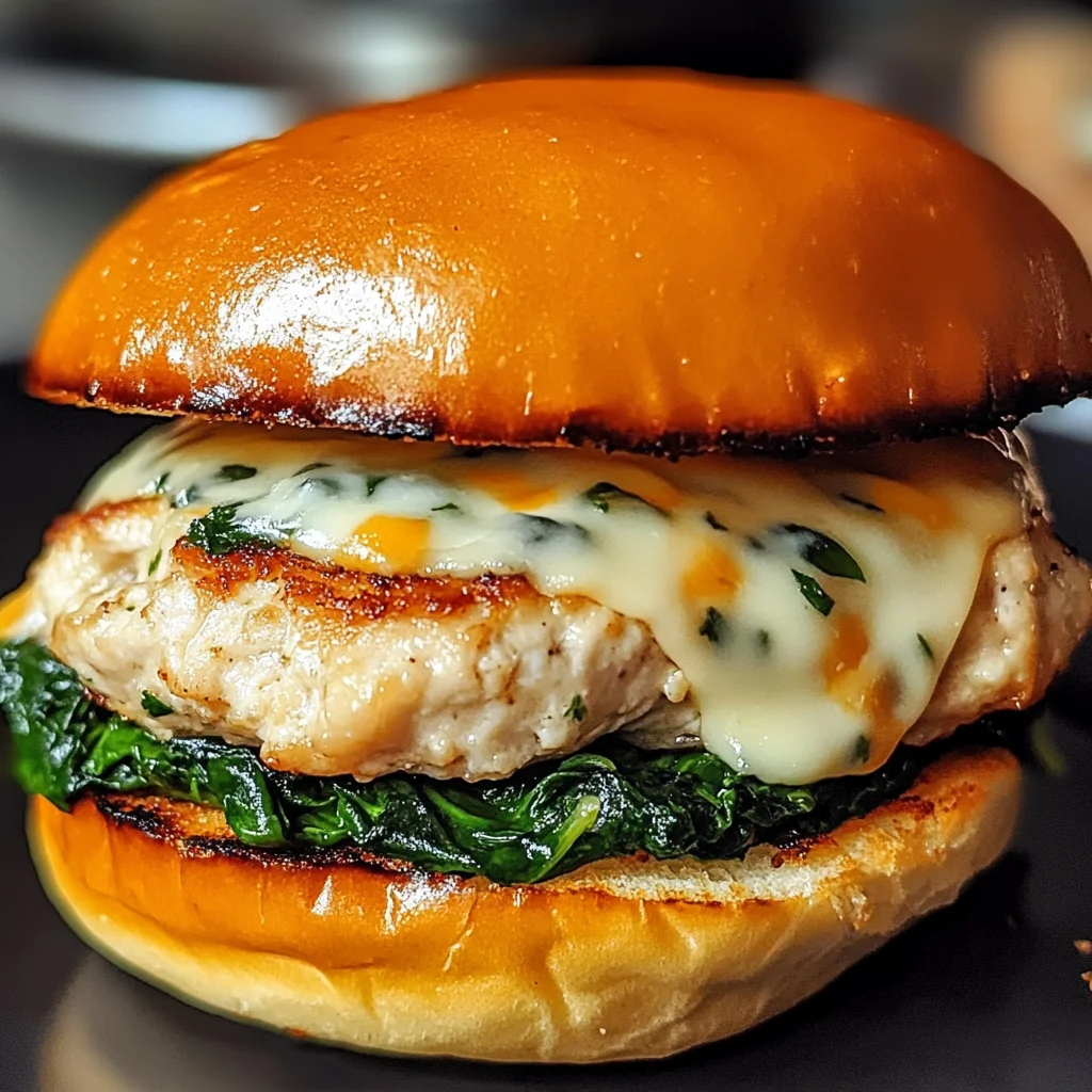 White Cheddar Spinach Chicken Burgers
