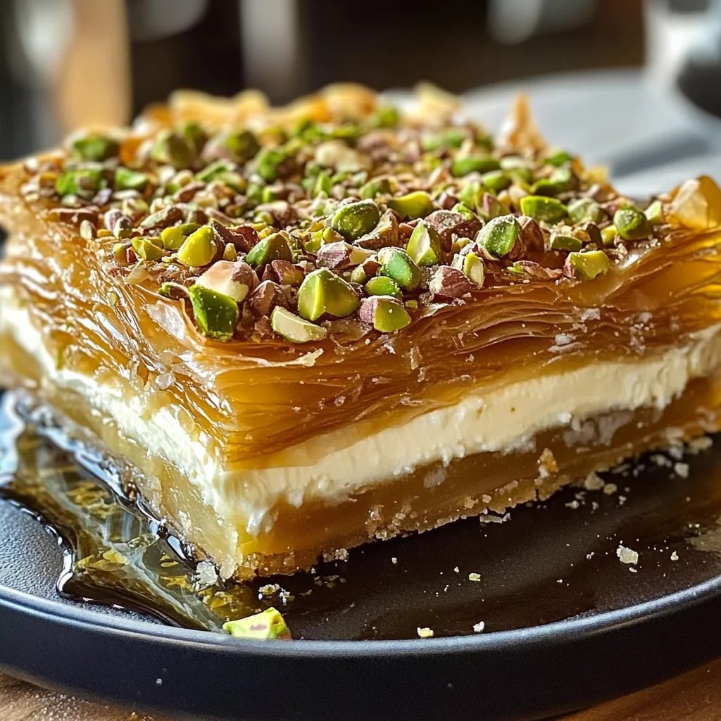 Honey Pistachio Baklava Cheesecake