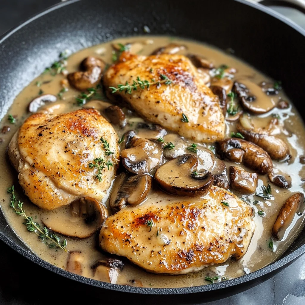 Skillet Chicken and Mushroom Wine Sauce