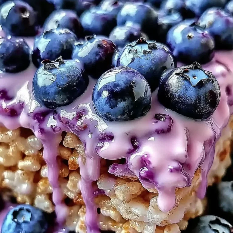 Blueberry Rice Krispies Treats with Vanilla Glaze