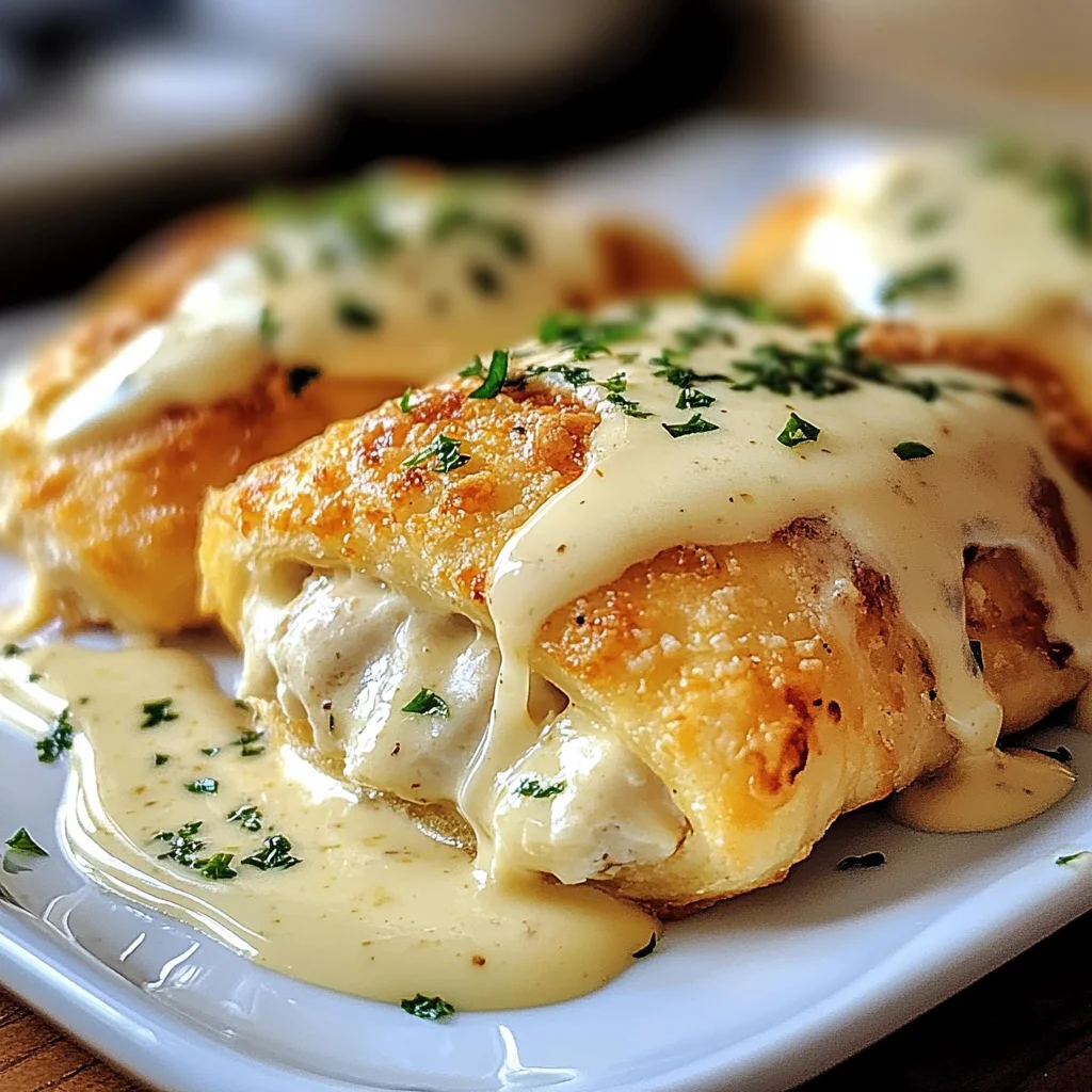 Chicken Pillows with Creamy Parmesan Sauce
