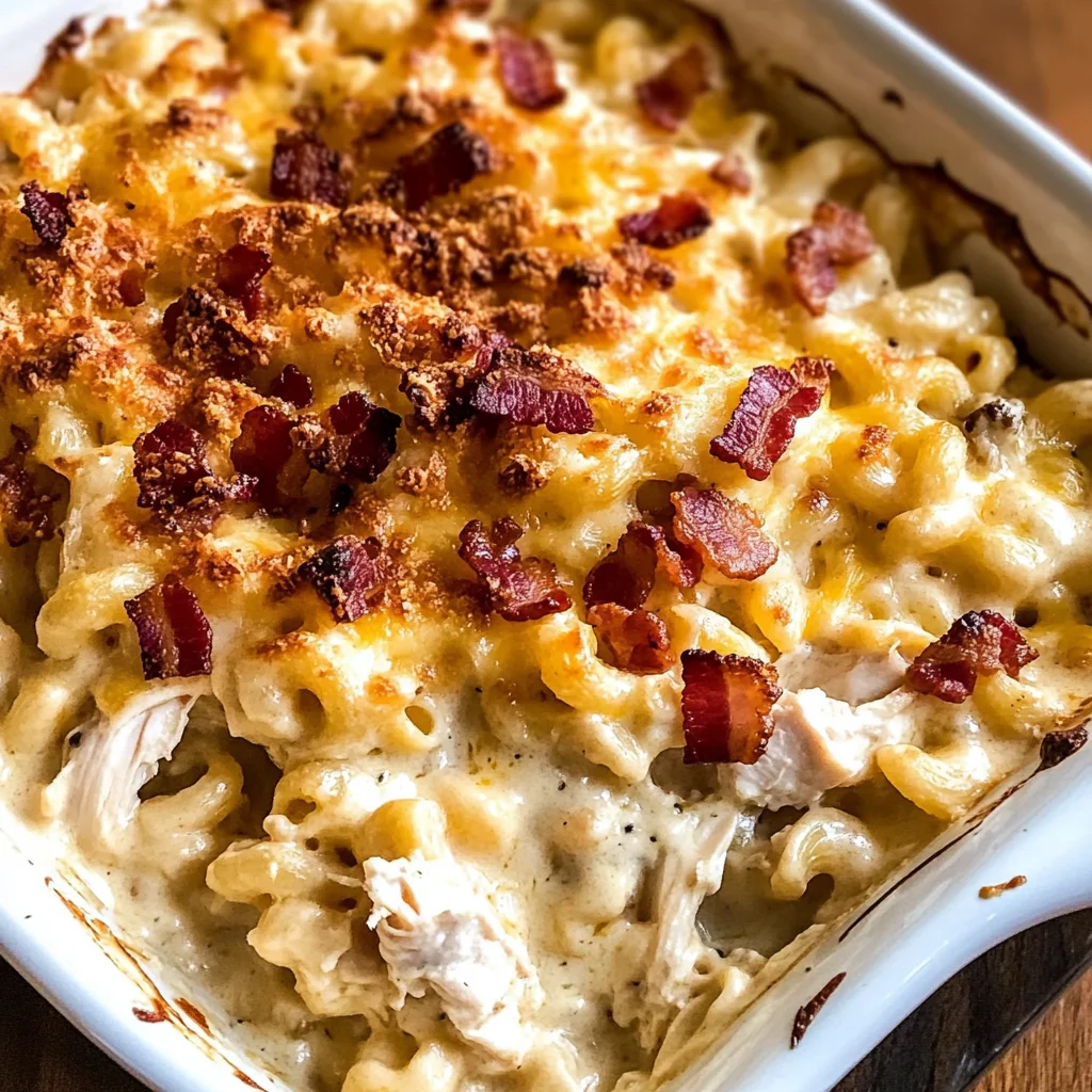Chicken Turkey Bacon Ranch Mac and Cheese Casserole