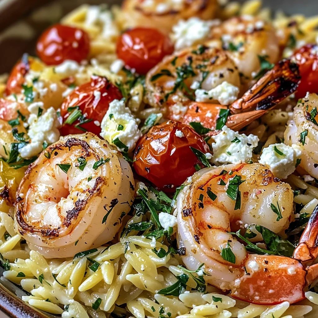 Lemon Feta Orzo Shrimp