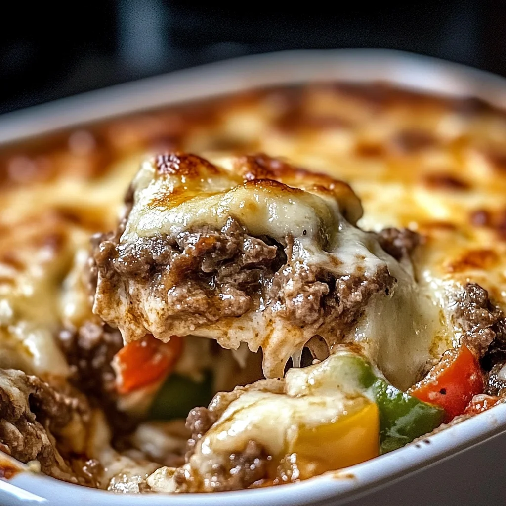 Low Carb Philly Cheesesteak Casserole