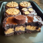 Peanut Butter Cup Stuffed Brookies