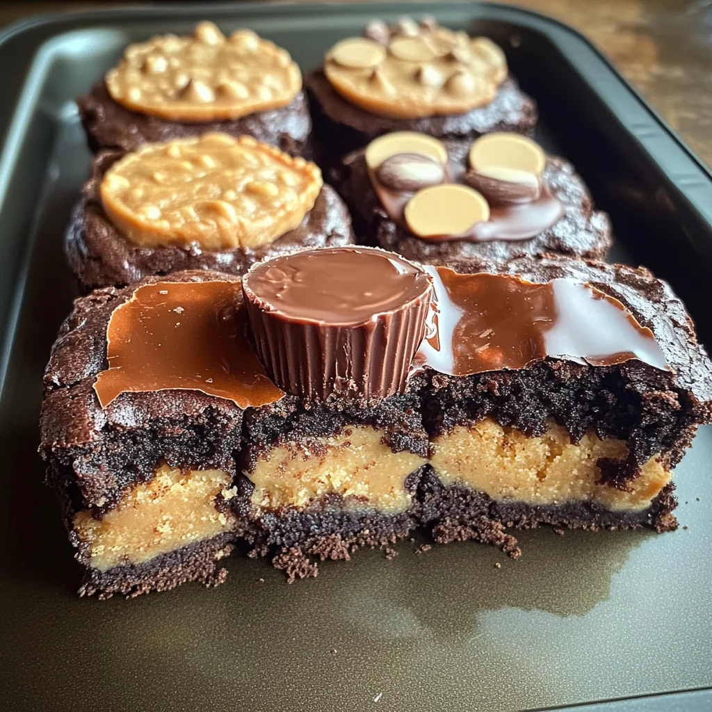 Peanut Butter Cup Stuffed Brookies