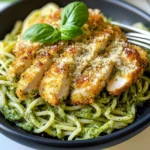 Pesto Pasta with Crispy Parmesan Chicken