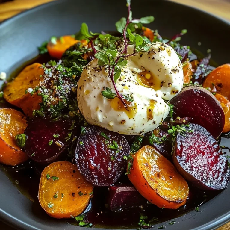 Roasted Beets and Carrots Salad with Burrata
