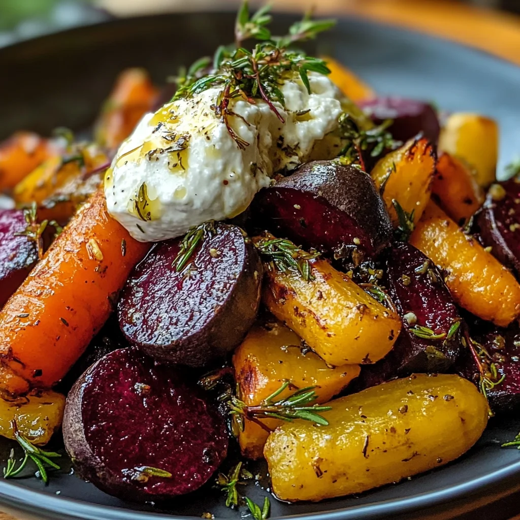 Roasted Beets and Carrots Salad with Burrata