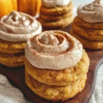 Soft Pumpkin Cookies with Cinnamon Frosting