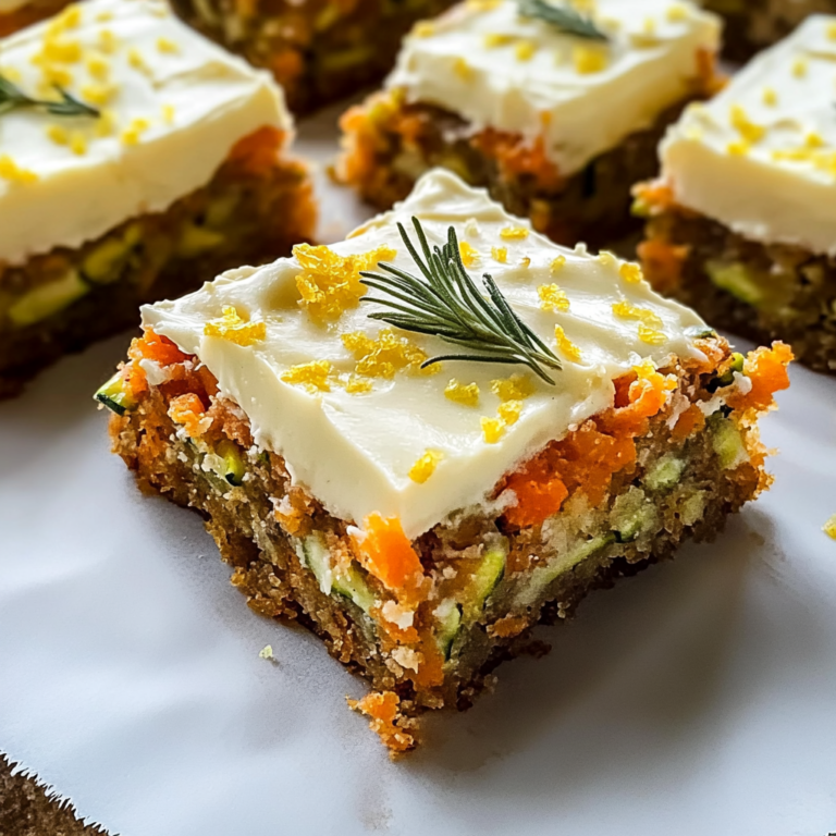 Spiced Ginger Carrot and Zucchini Bars with Lemon Cream Cheese Frosting