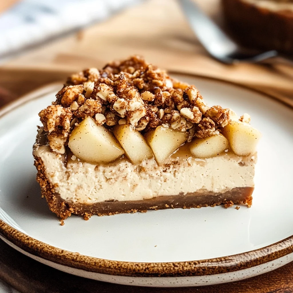 VEGAN APPLE CRUMBLE CHEESECAKE